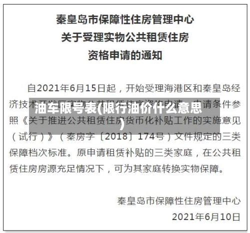 油车限号表(限行油价什么意思)