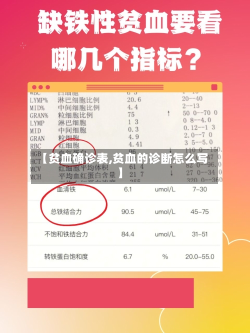 【贫血确诊表,贫血的诊断怎么写】