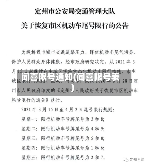 闻喜限号通知(闻喜限号表)