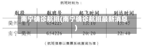 南宁确诊航班(南宁确诊航班最新消息)