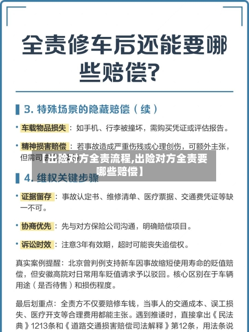 【出险对方全责流程,出险对方全责要哪些赔偿】