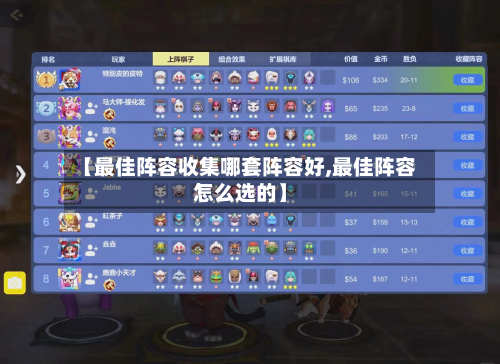 【最佳阵容收集哪套阵容好,最佳阵容怎么选的】