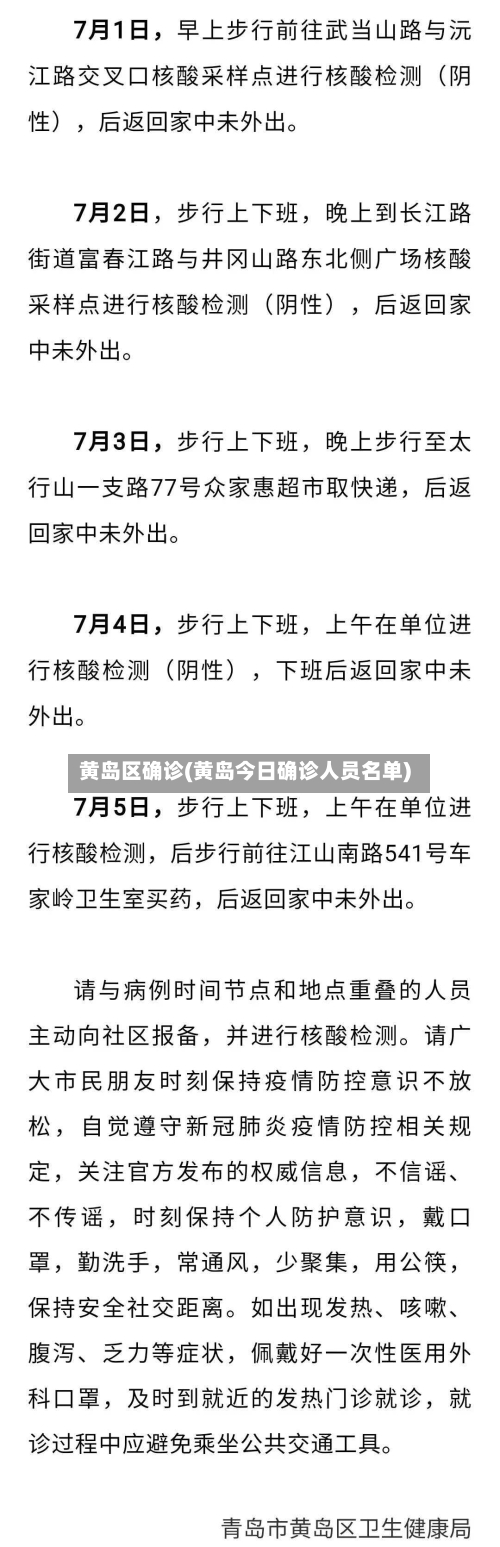 黄岛区确诊(黄岛今日确诊人员名单)