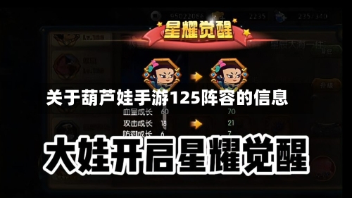 关于葫芦娃手游125阵容的信息