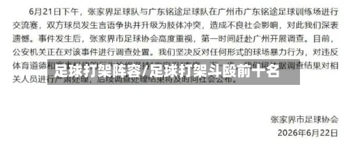 足球打架阵容/足球打架斗殴前十名