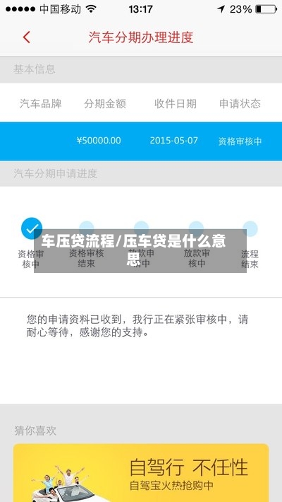 车压贷流程/压车贷是什么意思