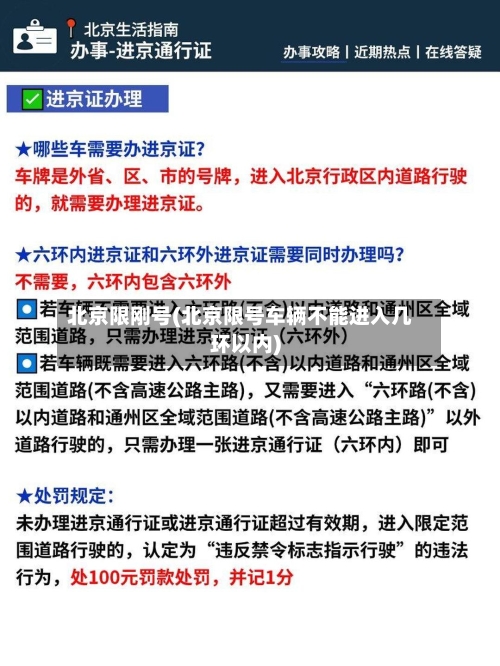北京限刚号(北京限号车辆不能进入几环以内)