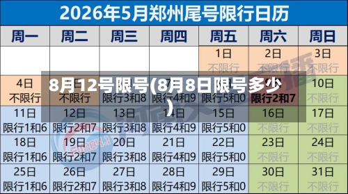 8月12号限号(8月8日限号多少)